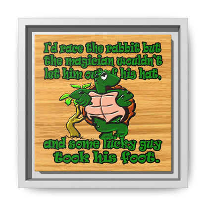 turtle race - framed canvas art (butterscotch wood finish)