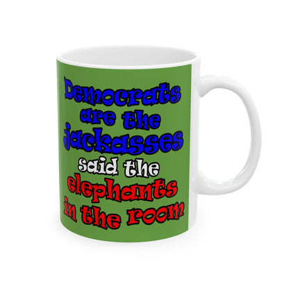 donkeys and elephants - White Mug (green)