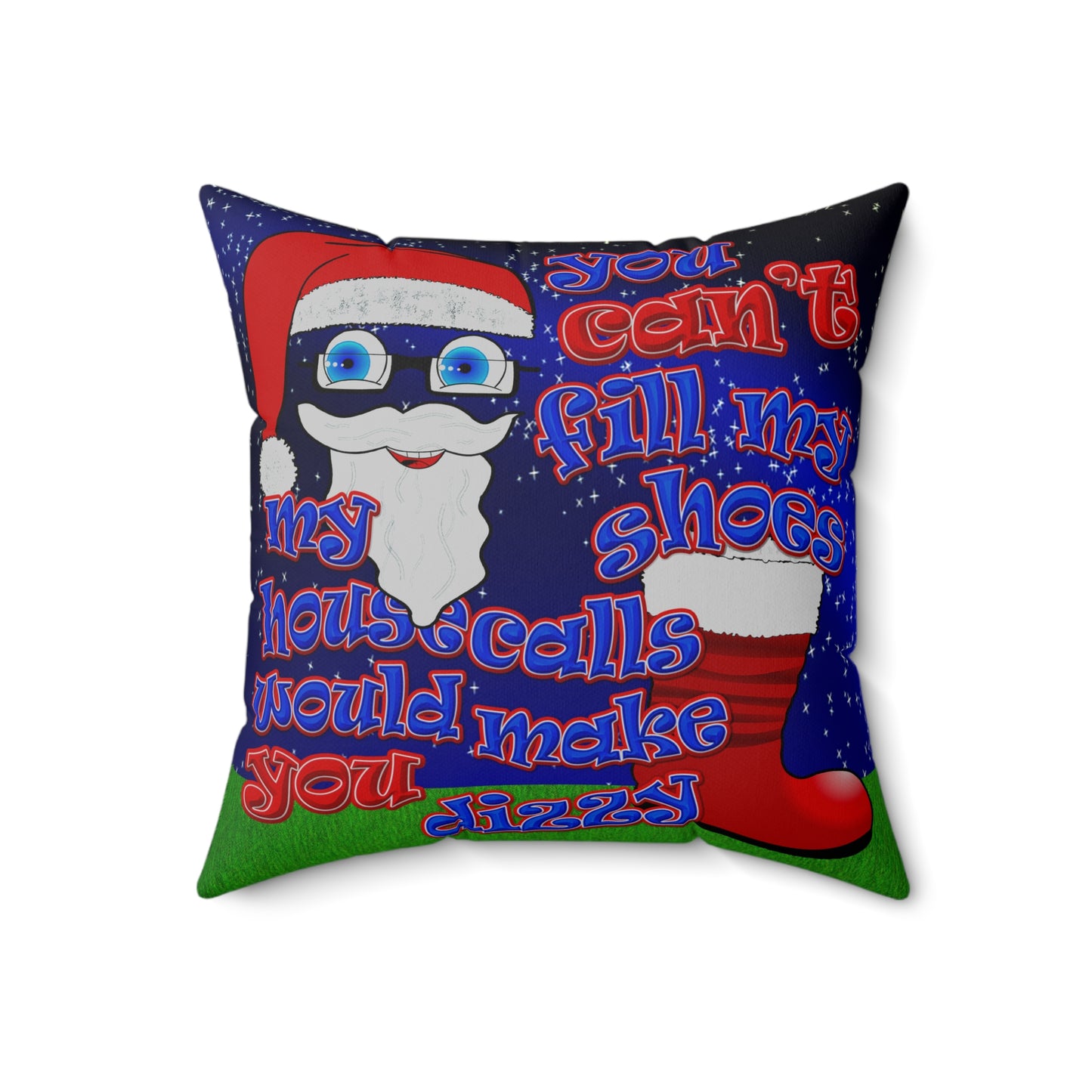 santa's shoes - Spun Polyester Square Pillow - ('snoops' background)