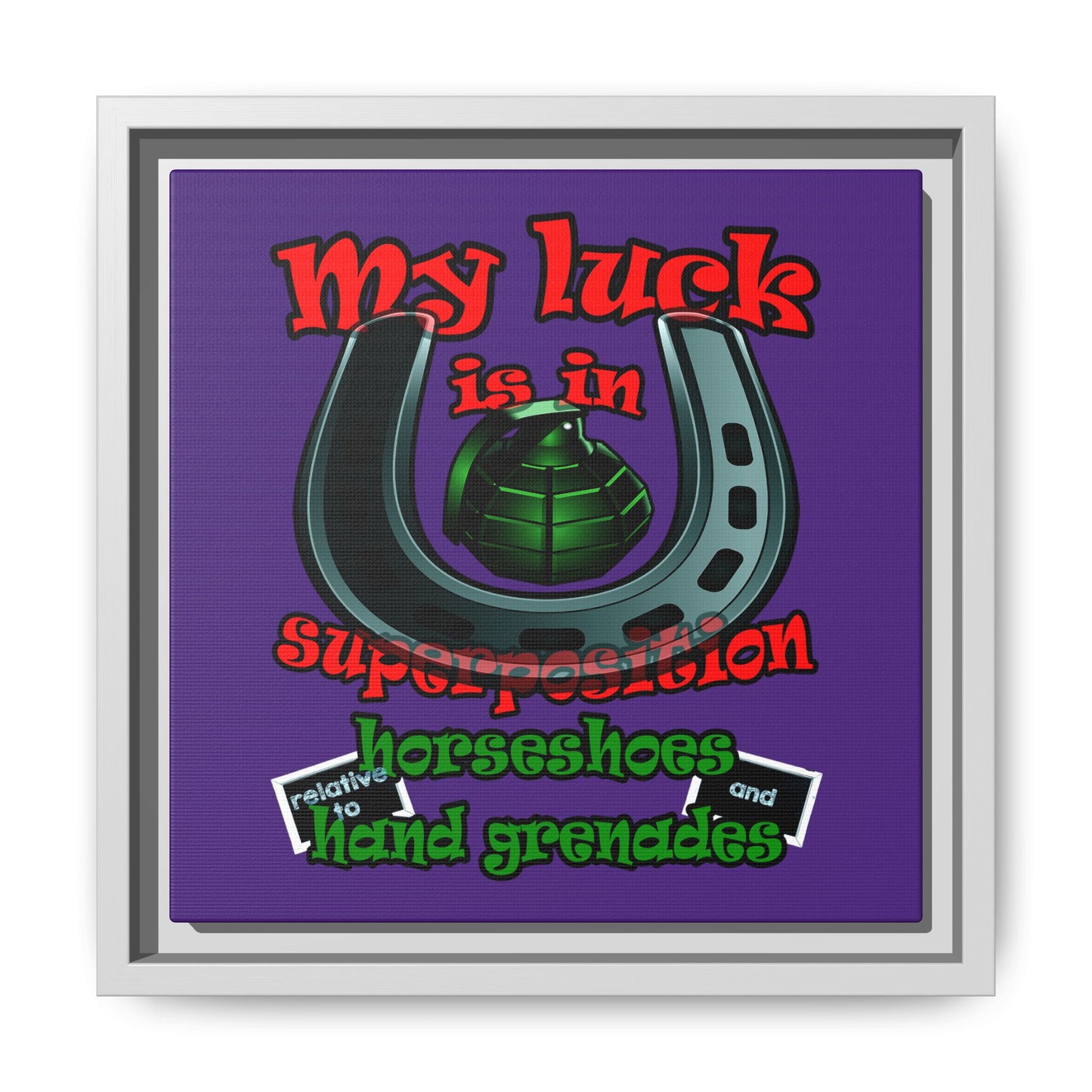 my luck - framed canvas art (purple)