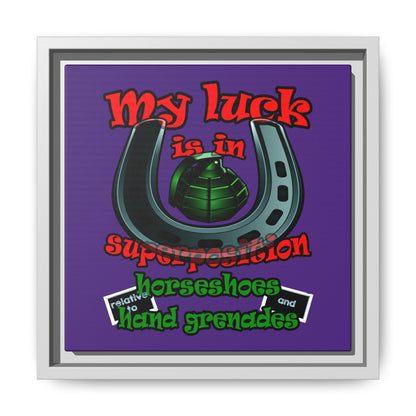 my luck - framed canvas art (purple)