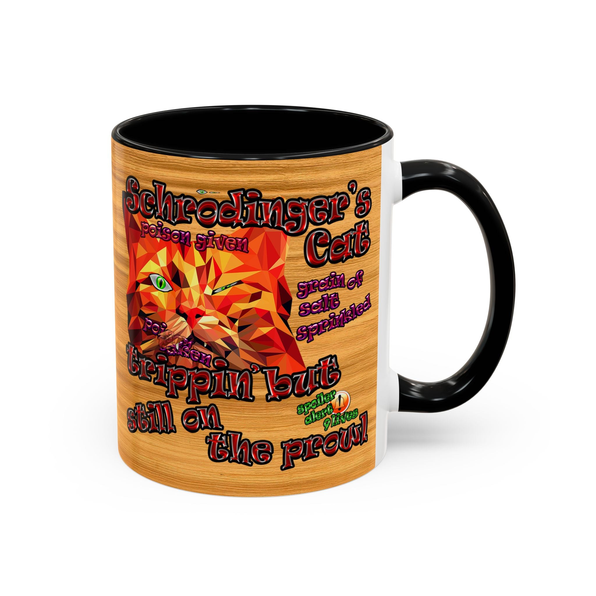 schrodinger's cat - Accent Mug (butterscotch wood finish)