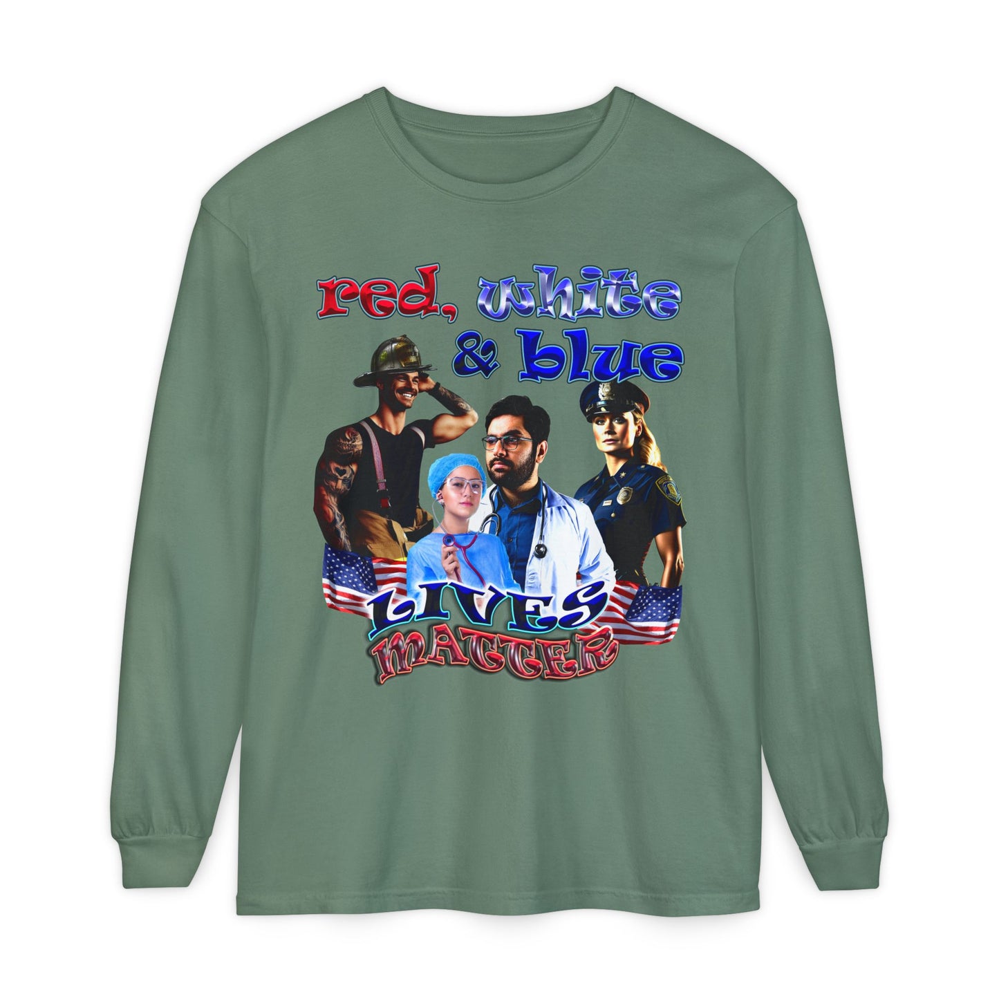 rw&b lives matter - Unisex Garment-dyed Long Sleeve T-Shirt