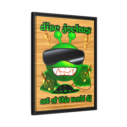 disc jockey - framed canvas art (butterscotch wood finish)