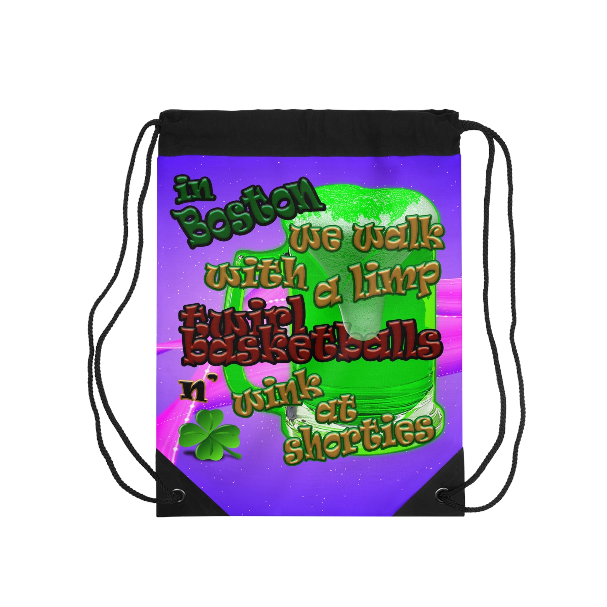 celtics logo - Drawstring Bag (purple-pink wave)