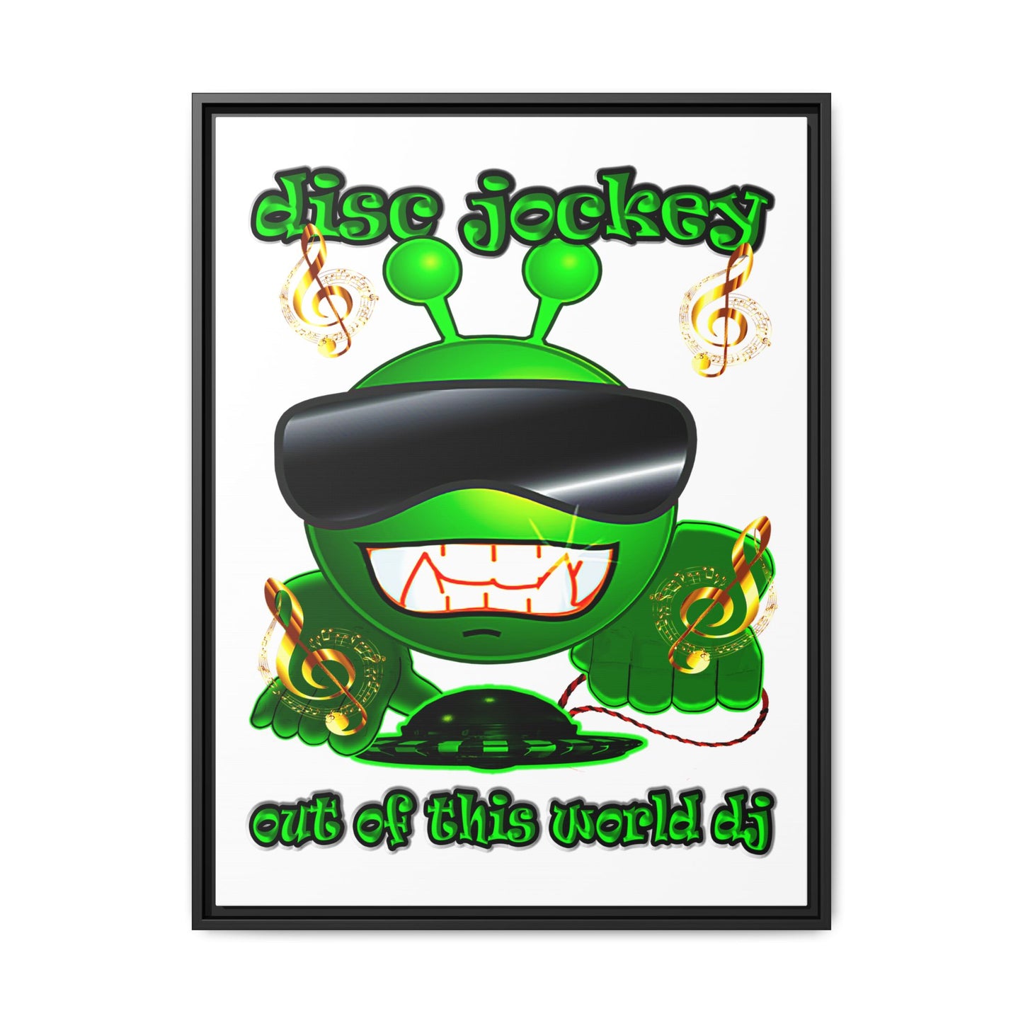 disc jockey - framed canvas art (white)