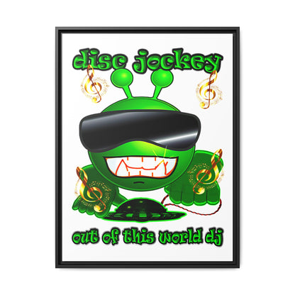 disc jockey - framed canvas art (white)
