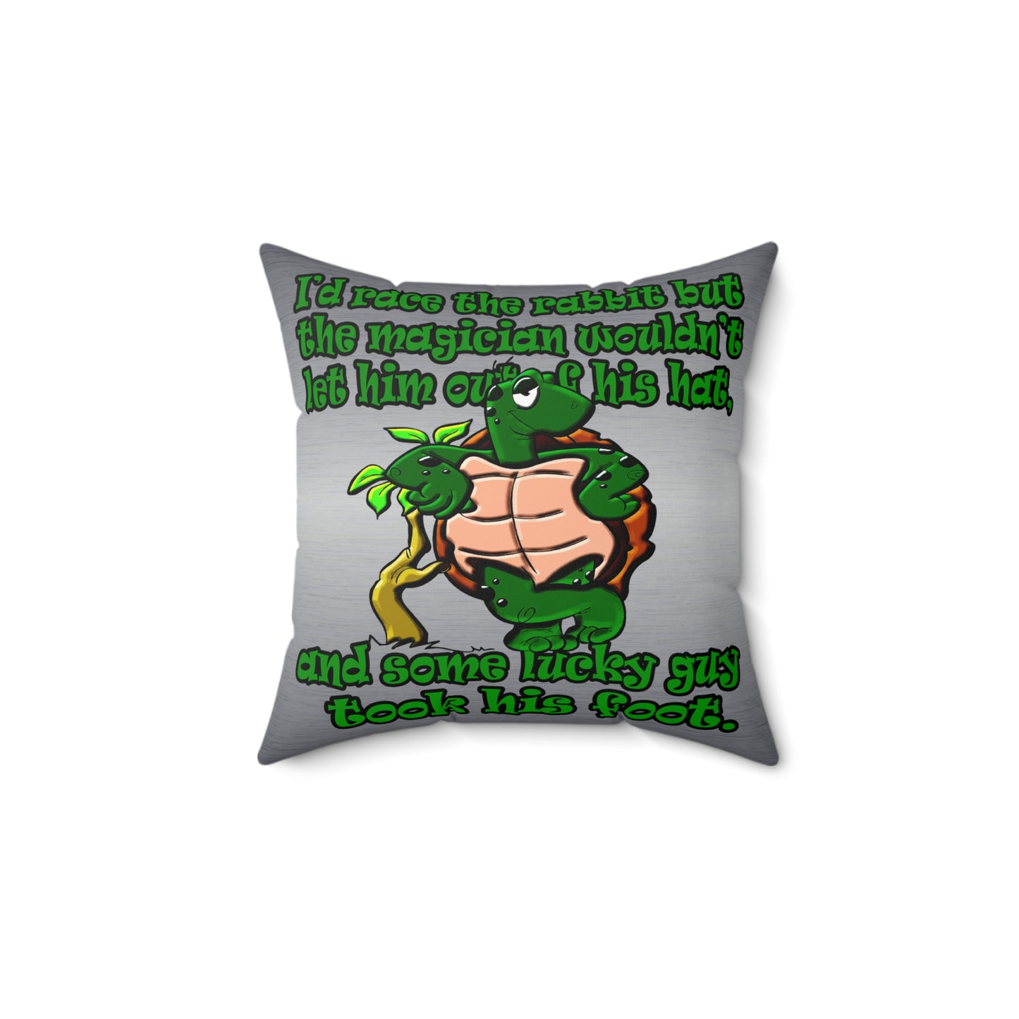 turtle race - Faux Suede Square Pillow - (brushed nickel)