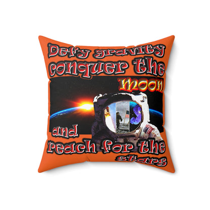 defy conquer reach - Spun Polyester Square Pillow - (orange)