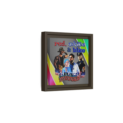 rw&b lives matter - framed canvas art (rainbow split)