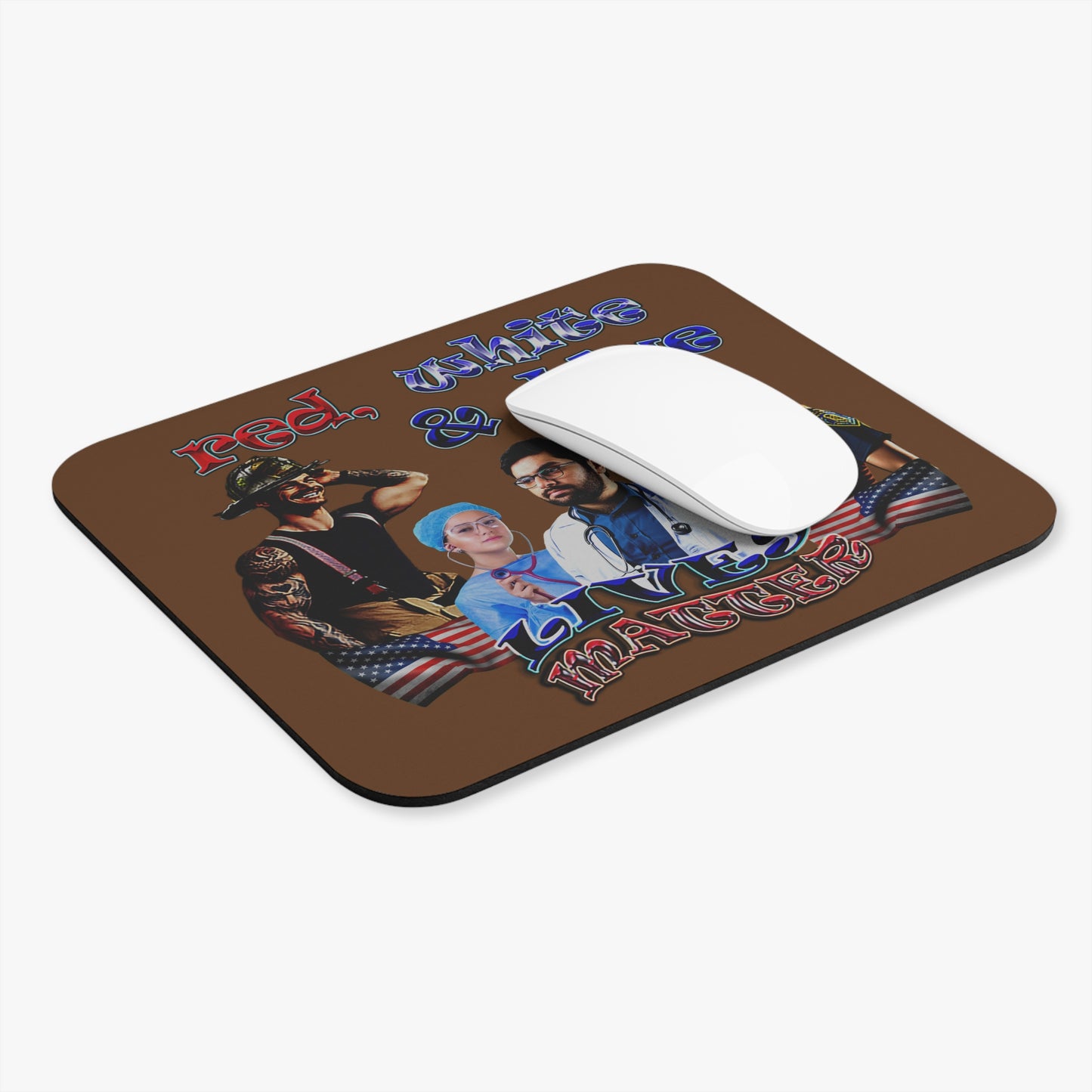 rw&b lives matter - Mouse Pad (Rectangle) (brown)