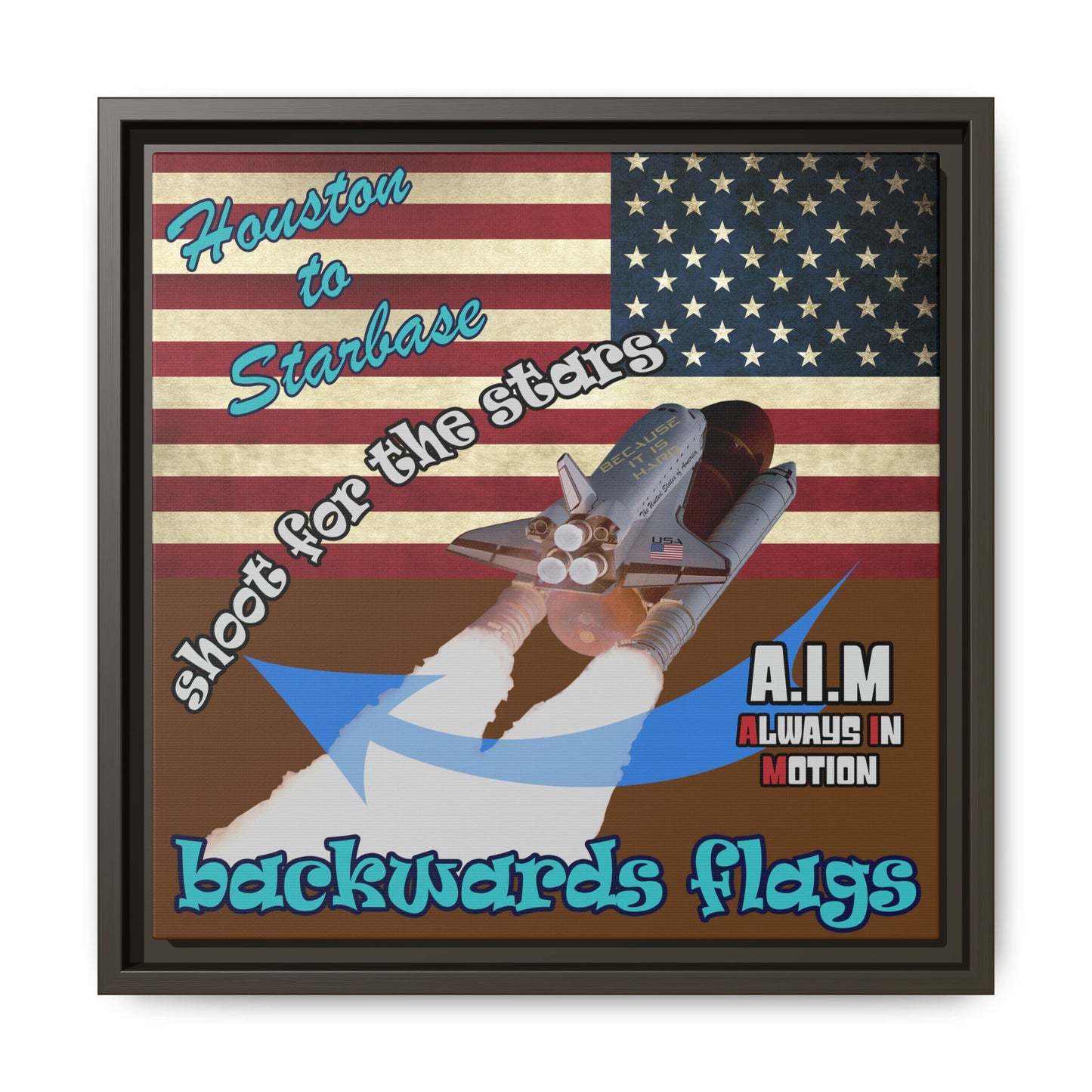 shoot for the stars - framed canvas art (brown)