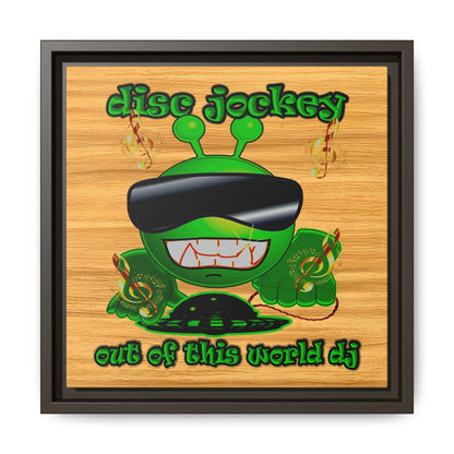 disc jockey - framed canvas art (butterscotch wood finish)