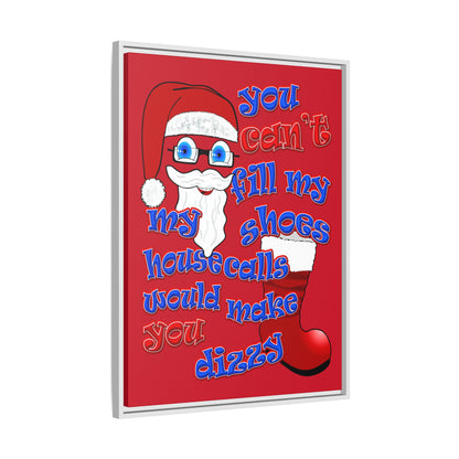 santa's shoes - framed canvas art (dark red)