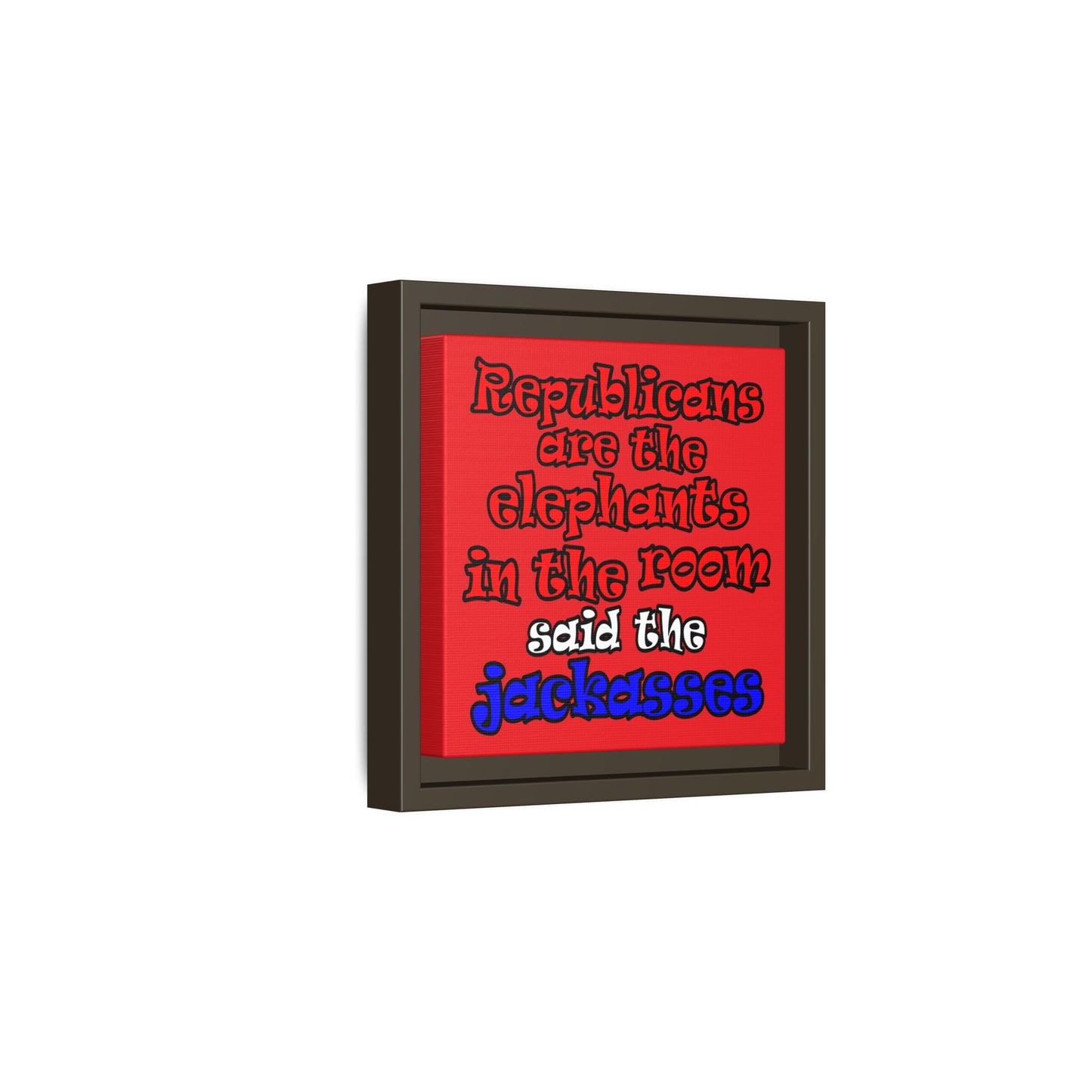 donkeys and elephants - framed canvas art (red)