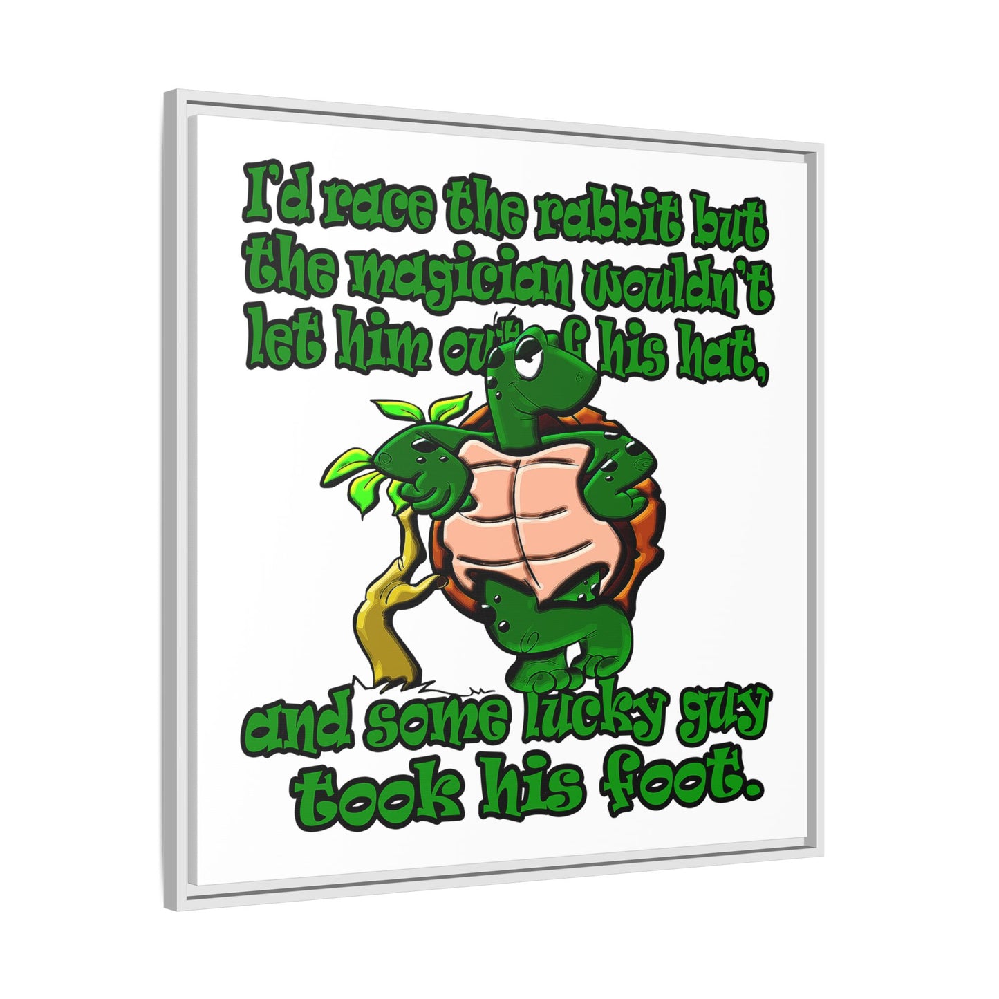 turtle race - framed canvas art (white)