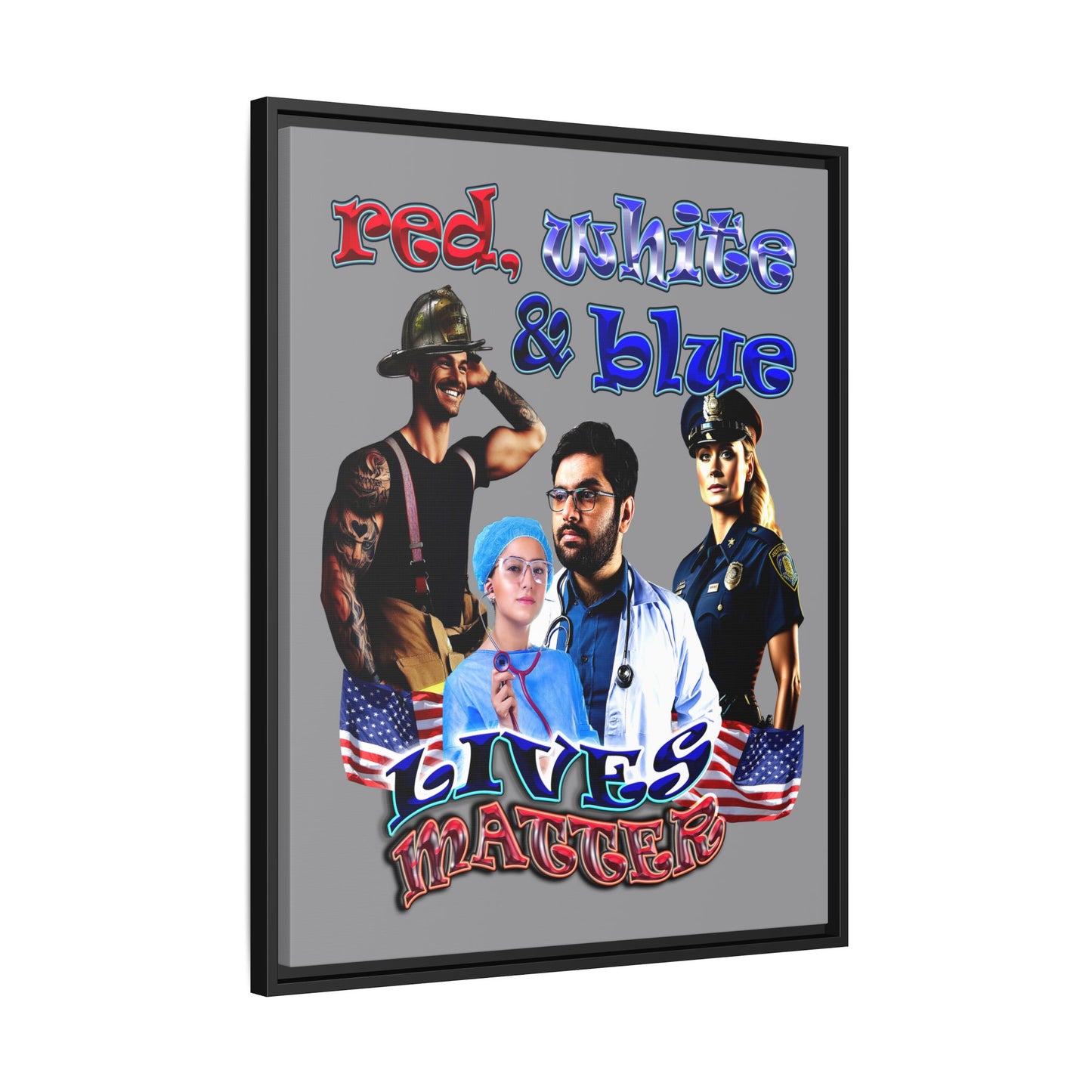 rw&b lives matter - framed canvas art (grey)