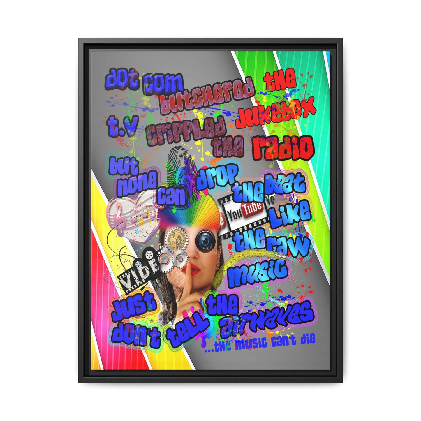 drop the beat - framed canvas art (rainbow split)