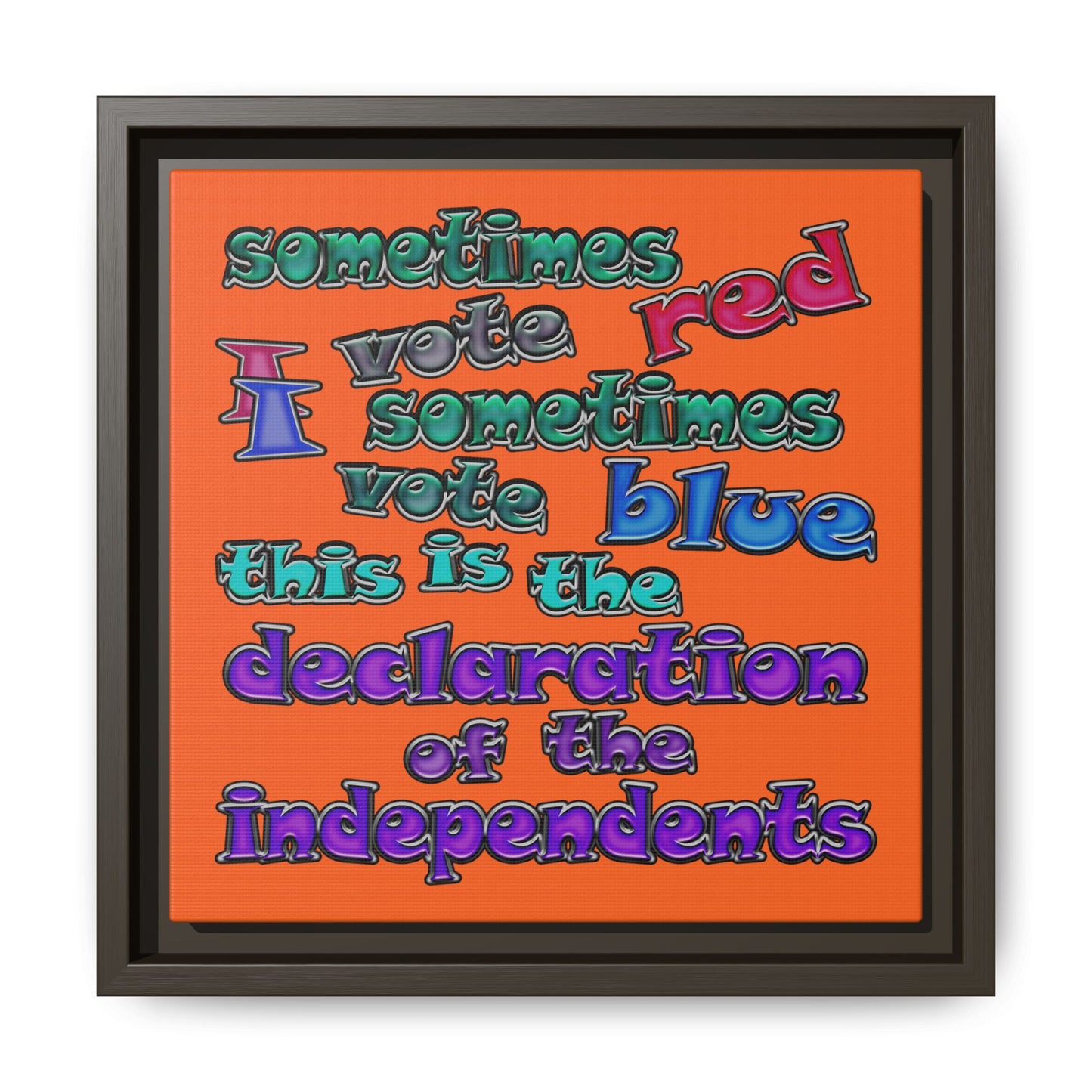 declaration of the independents - framed canvas art (orange)