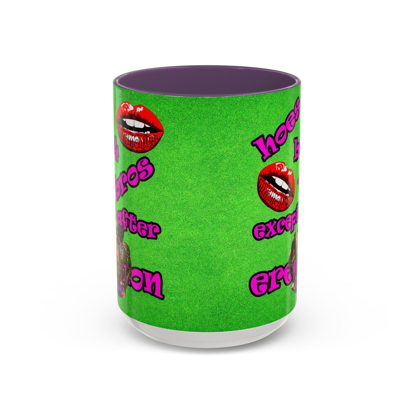 hoes b4 bros - Accent Mug (green turf)