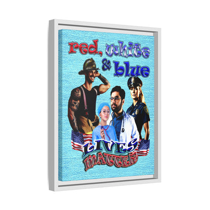rw&b lives matter - framed canvas art (faded blue)