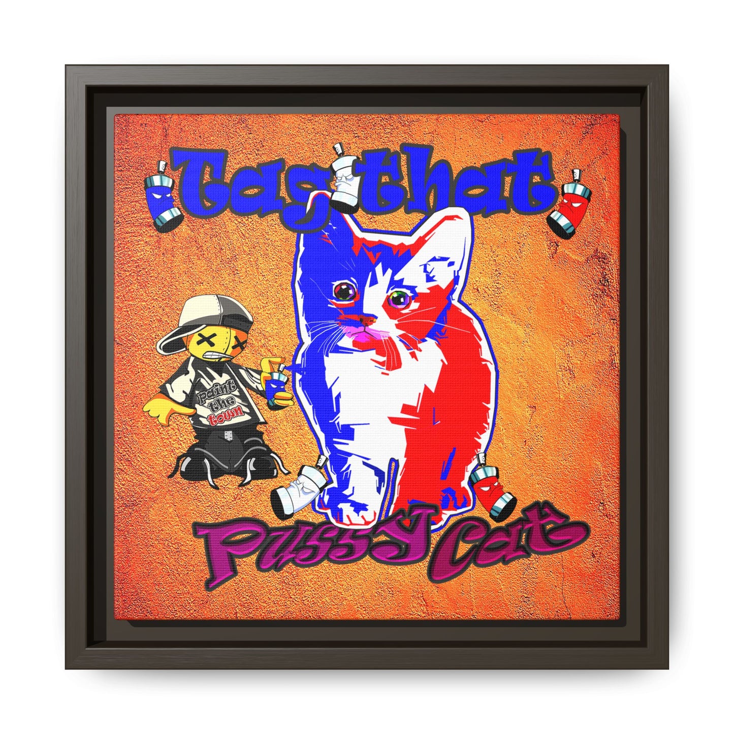 tag that - framed canvas art (burnt orange)