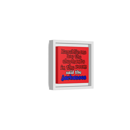 donkeys and elephants - framed canvas art (red)