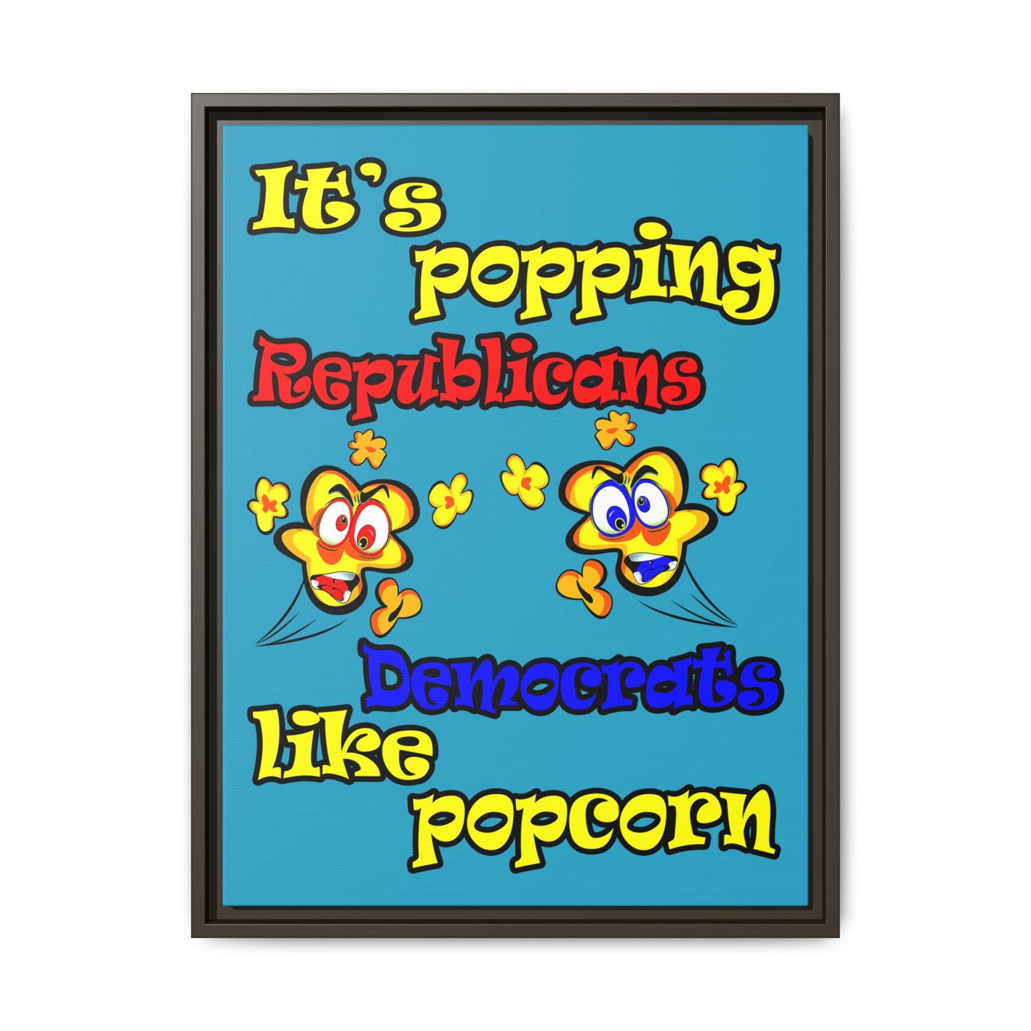 popping like popcorn - framed canvas art (turquoise)