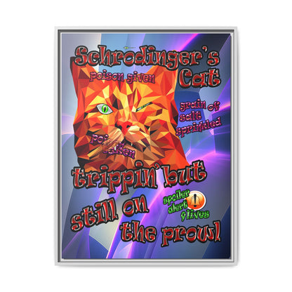 schrodinger's cat - framed canvas art (grey-pink wave)