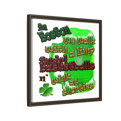 celtics logo - framed canvas art (white)