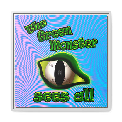 green monster - framed canvas art (light blue-purple wave)