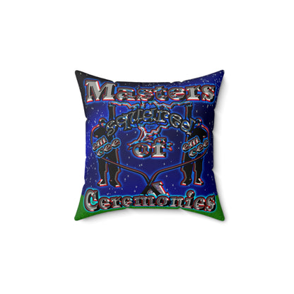 em cee squared - Faux Suede Square Pillow - ('snoops' background)