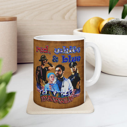 rw&b lives matter - White Mug (brown papyrus)