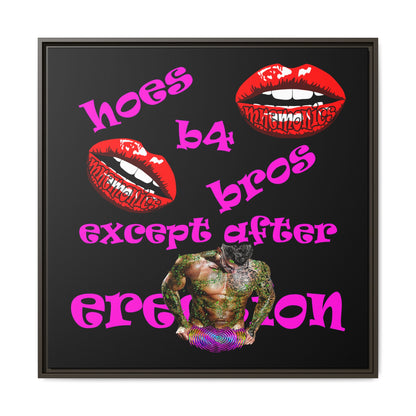 hoes b4 bros - framed canvas art (black)