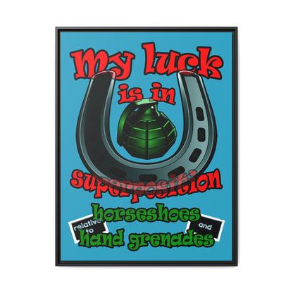 my luck - framed canvas art (turquoise)