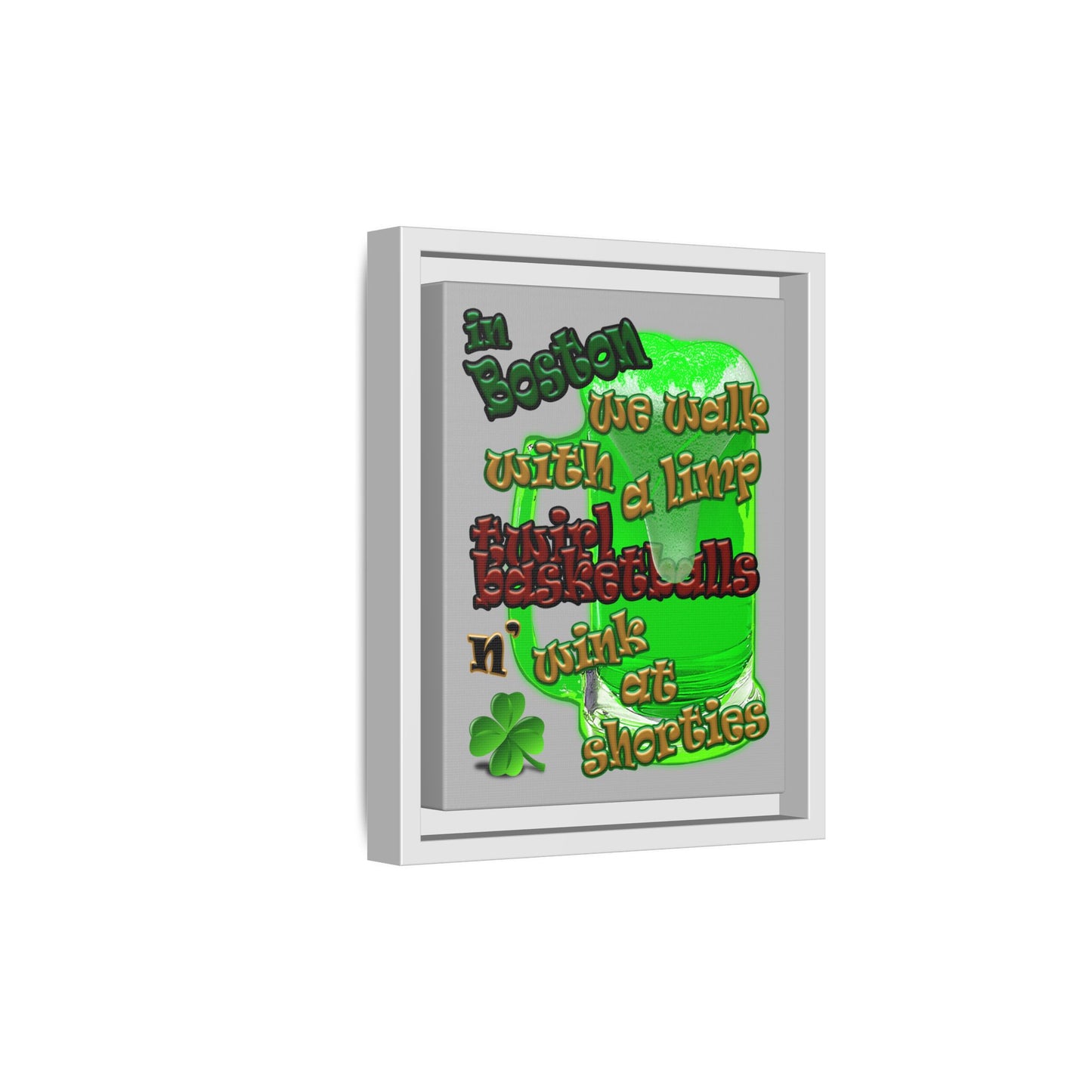 celtics logo - framed canvas art (light grey)