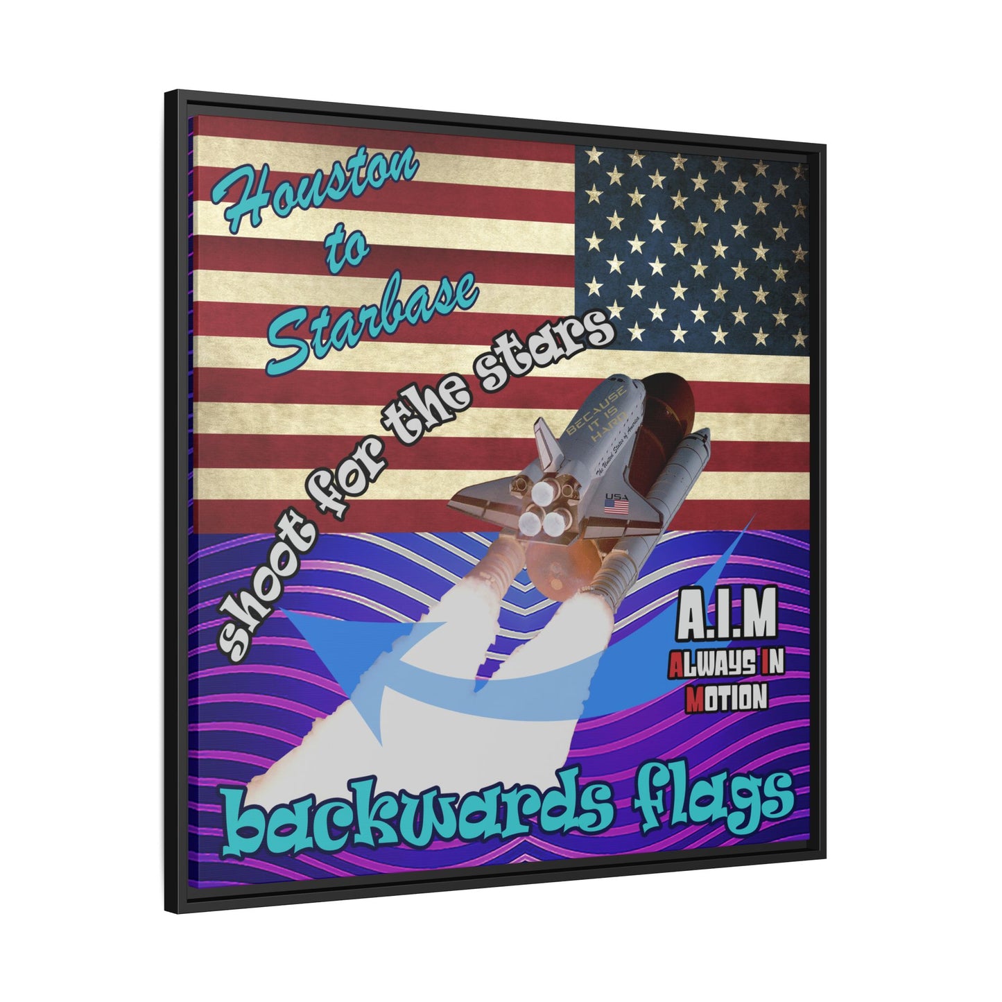 shoot for the stars - framed canvas art (purple wave)