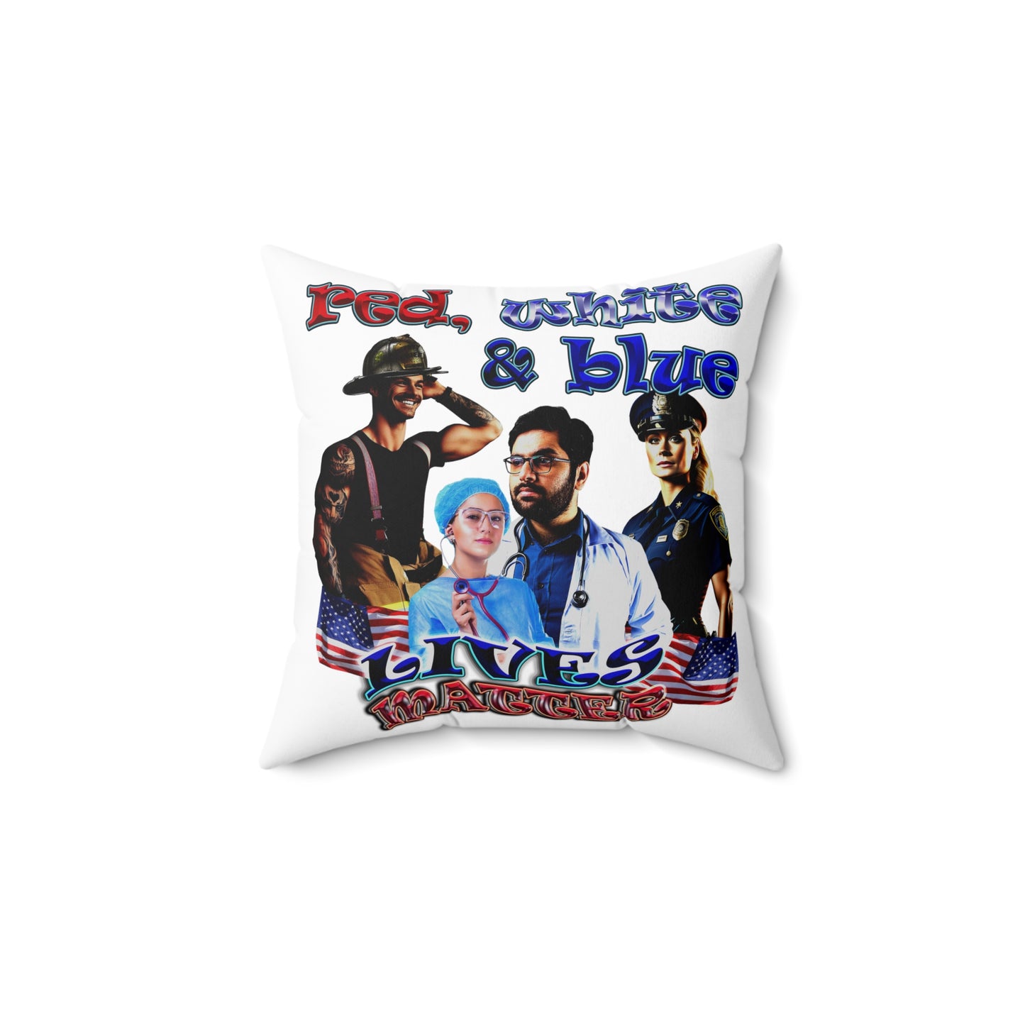 rw&b lives matter - Spun Polyester Square Pillow - (white)