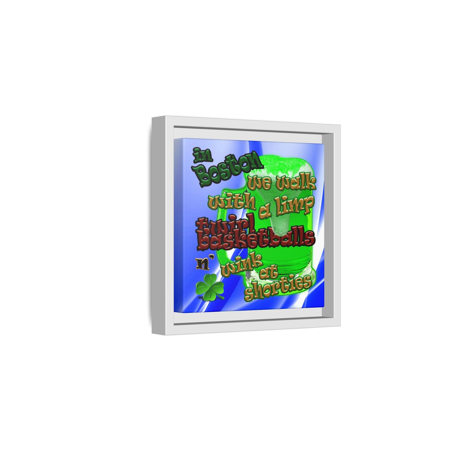 celtics logo - framed canvas art (blue-white wave)