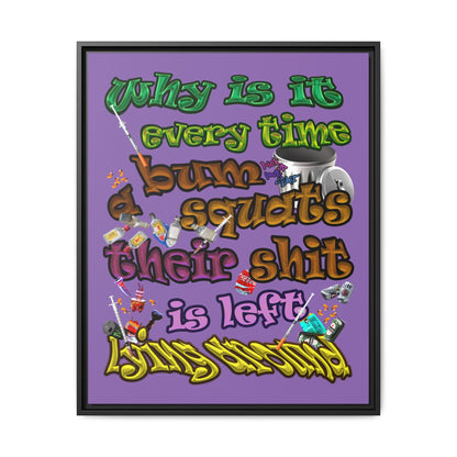 the bum's shit - framed canvas art (light purple)