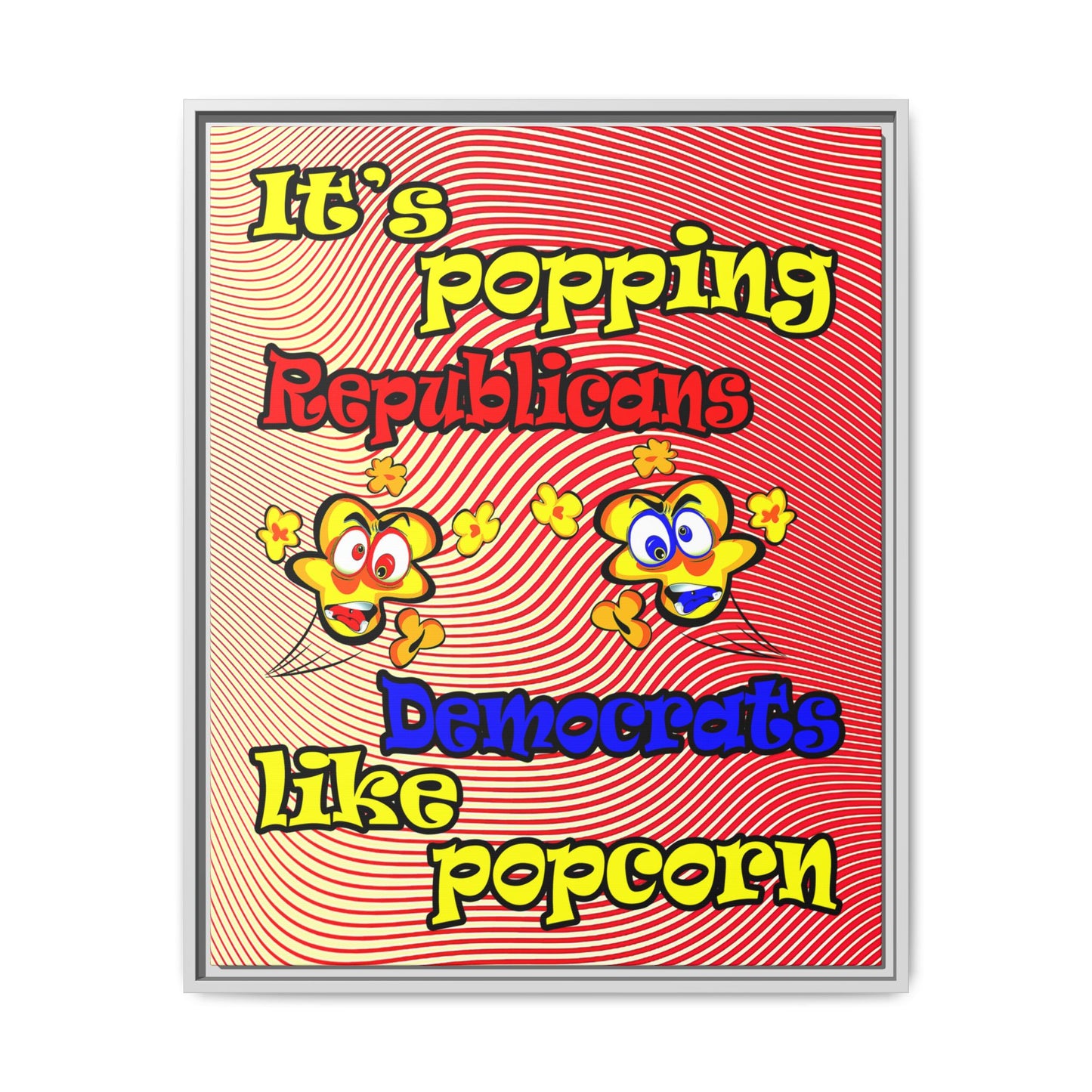 popping like popcorn - framed canvas art (yellow-orange wave)