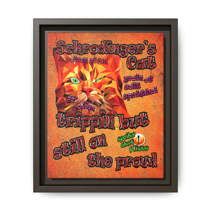 schrodinger's cat - framed canvas art (burnt orange)