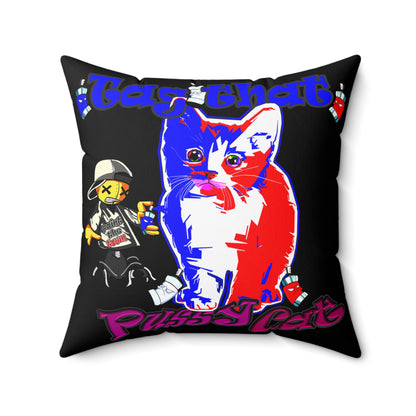 tag that - Spun Polyester Square Pillow - (black)