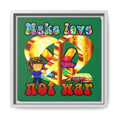 love peace - framed canvas art (dark green)