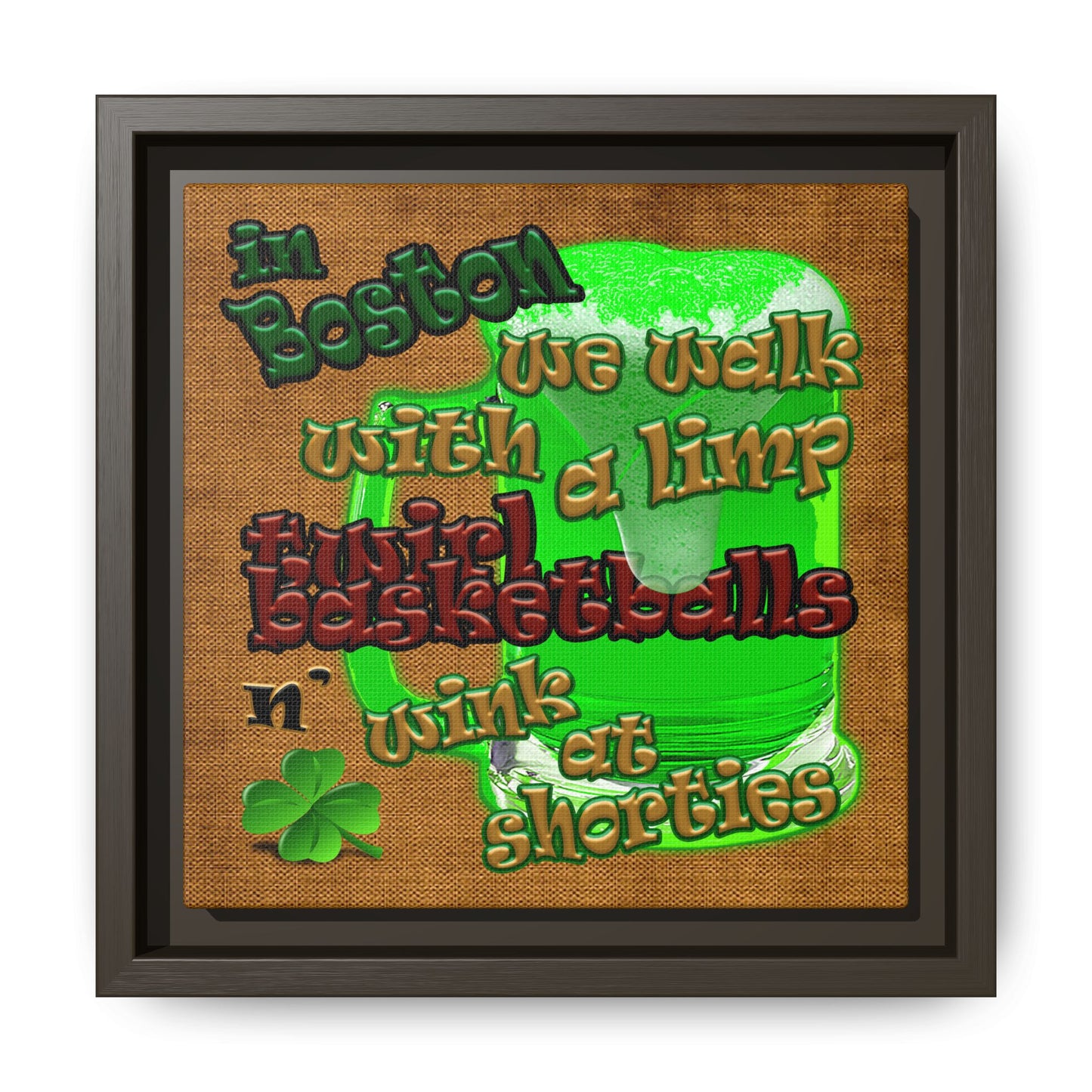 celtics logo - framed canvas art (brown papyrus)