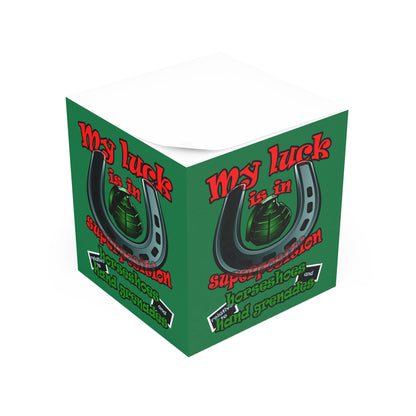 my luck - note cube (dark green)