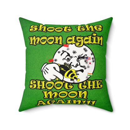 shoot the moon again - Faux Suede Square Pillow - (green turf)