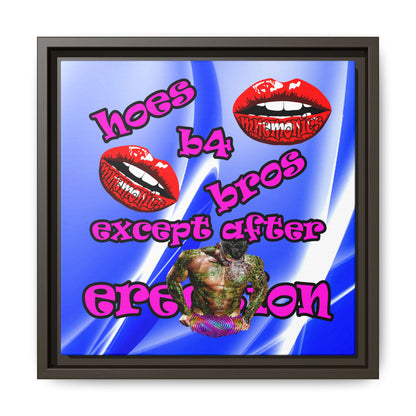 hoes b4 bros - framed canvas art (blue-white wave)