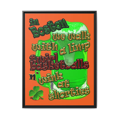 celtics logo - framed canvas art (orange)