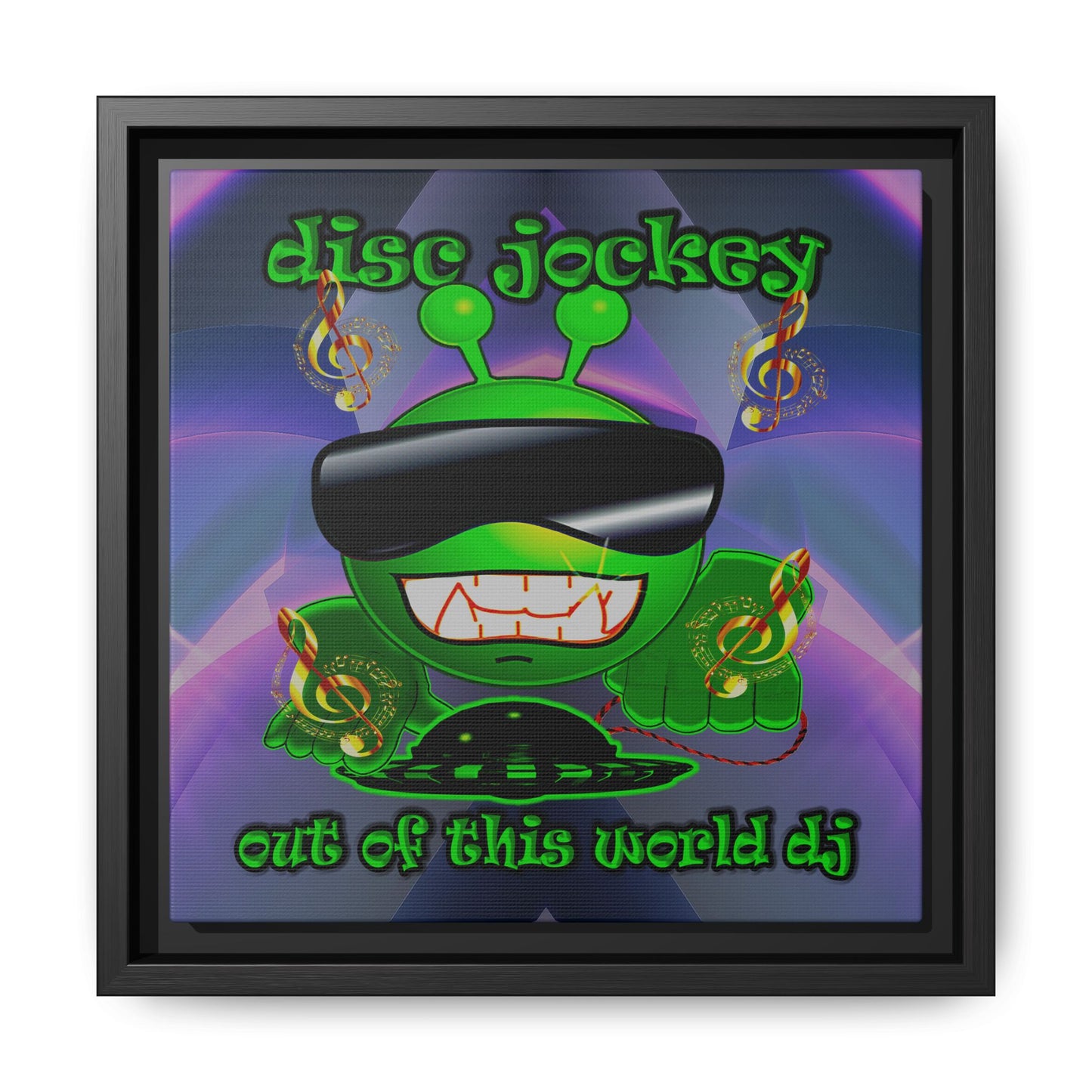 disc jockey - framed canvas art (grey-pink wave)